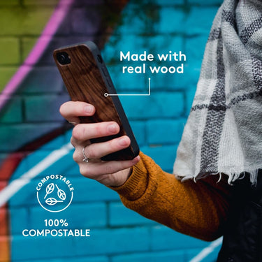 Real Walnut iPhone SE 2020 Wood Phone Case with Eco-Friendly Shell - Also fits iPhone 8, Phone 7, iPhone 6 - Loam & Lore